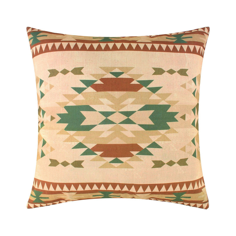 Benzara Throw Pillow - 18 Inch Geometric Southwest Pattern Brown and Multicolor Polyester Accent Pillow