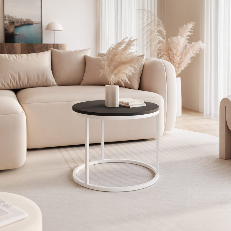 Coffee Table with Storage, White, Matte Black, 42 cm H x 50 cm L x 50 cm W