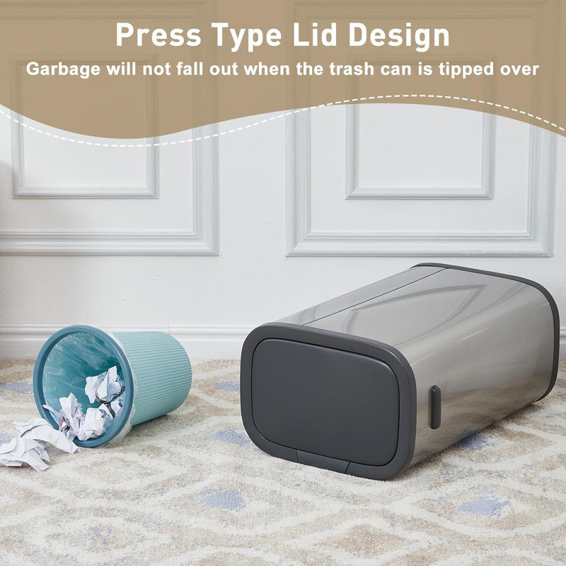 Kitchen Trash Can, 55L/14.5 Gallon Rectangular Trash Can With Pop-Up Lid