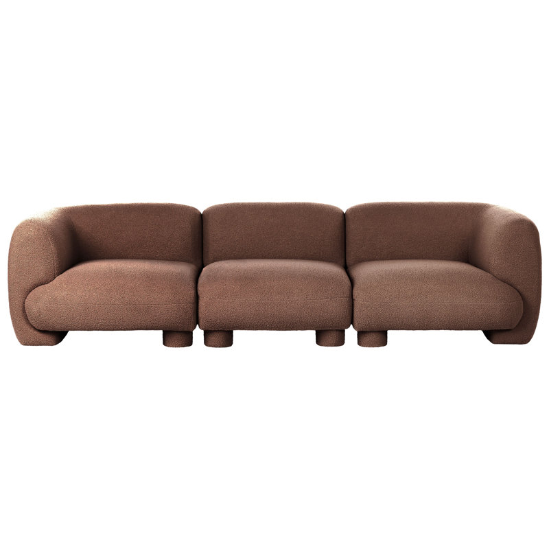 Ceonna 3 Seater Boucle Sofa, Brown Boucle, Brown