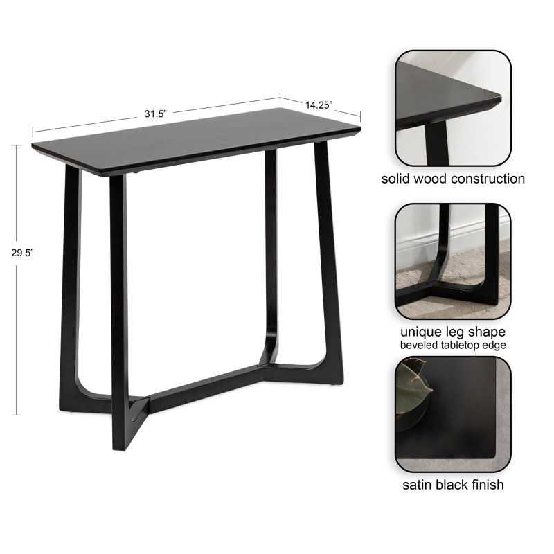 Shinee 31.49'' Console Table, Black Base/Black Top