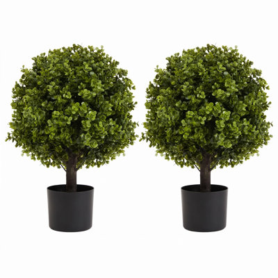 22In Boxwood Ball Artificial Topiary Shrubs Tree In Pot, 2Pcs Set For Home & Garden