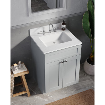 Chrisna 25'' Single Bathroom Vanity with Quartz Top