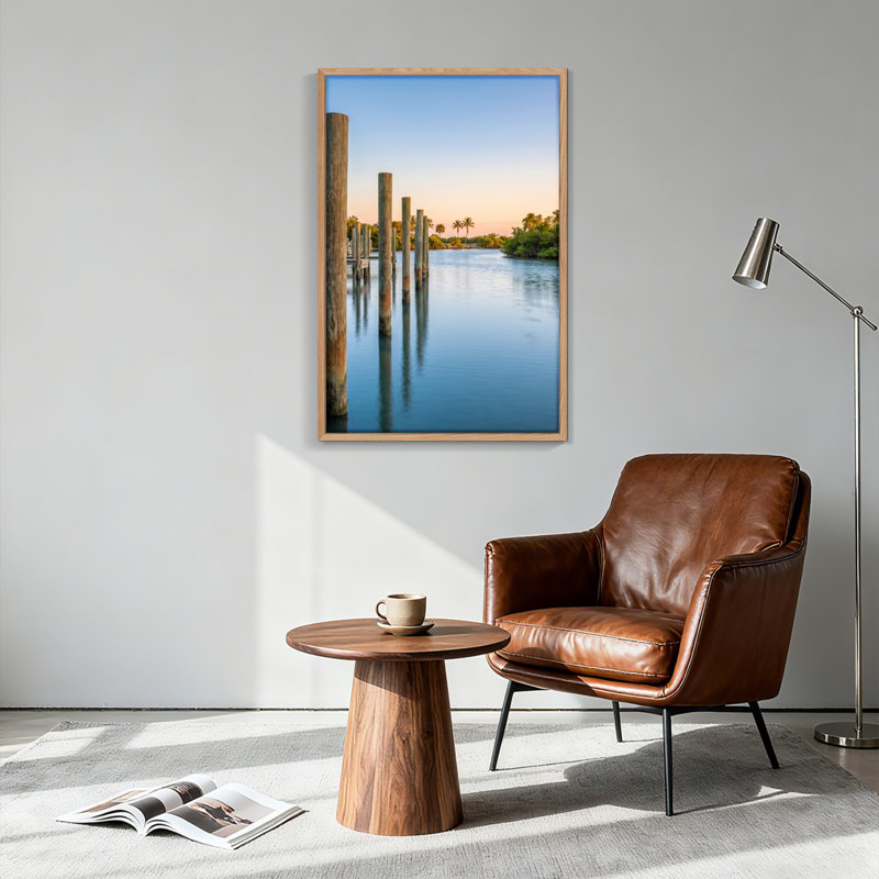 Ensemble de 1 tableau sur toile « Sérénité au bord de l'eau », 48"H x 36"W, Natural