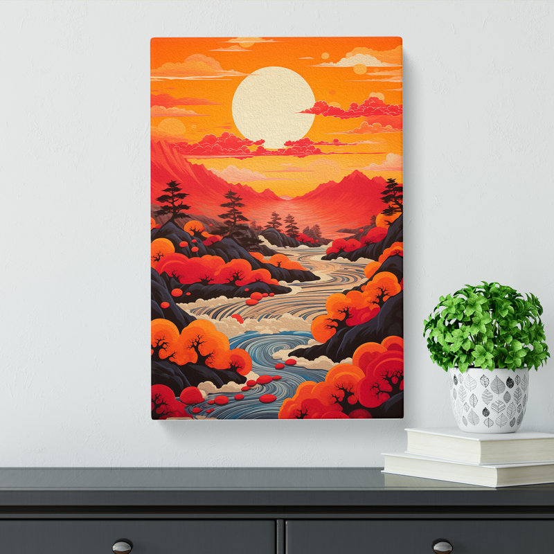 Japanese Sunset Colour Field No.2 - No Frame Print, 60cm H x 40cm W x 3cm D