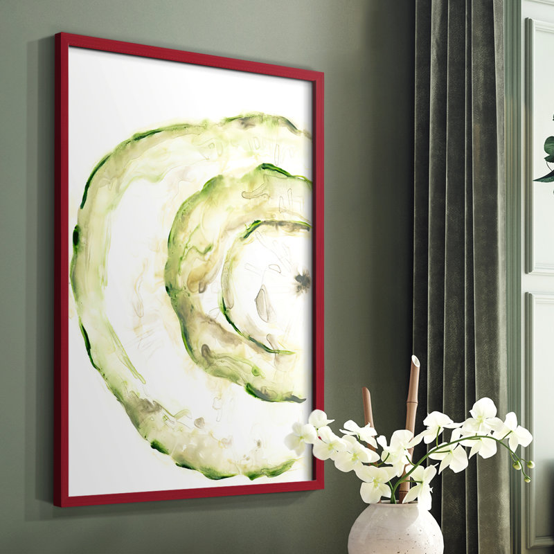 Lichen Halo V, reproduction encadrée en bois massif, H 10 po x l 8 po, Rouge