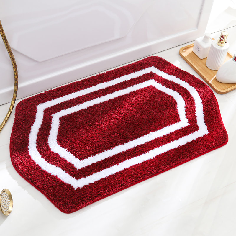 Tapis pour salle de bain Shilyn, L 20 po x L 32 po, Rouge