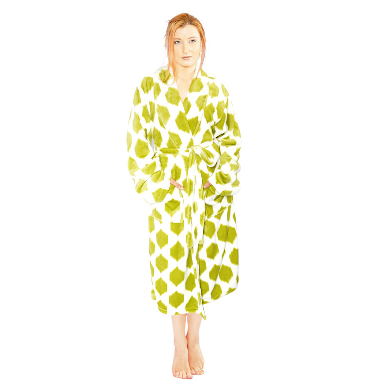 Peignoir moyen à veau avec poches polaire unisexe, Grand, Citron foncé