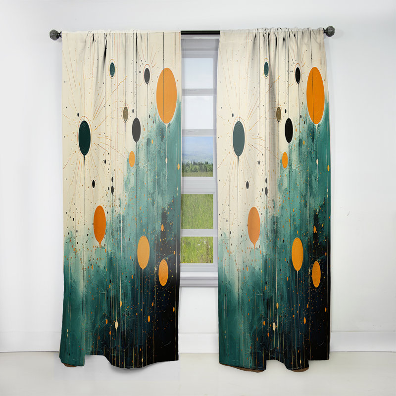 Stacey Colorful Mid Century Minimalist Oasis III - Modern Curtain - Velvet Room Darkening - 1 Panel, 52" W x 63" L