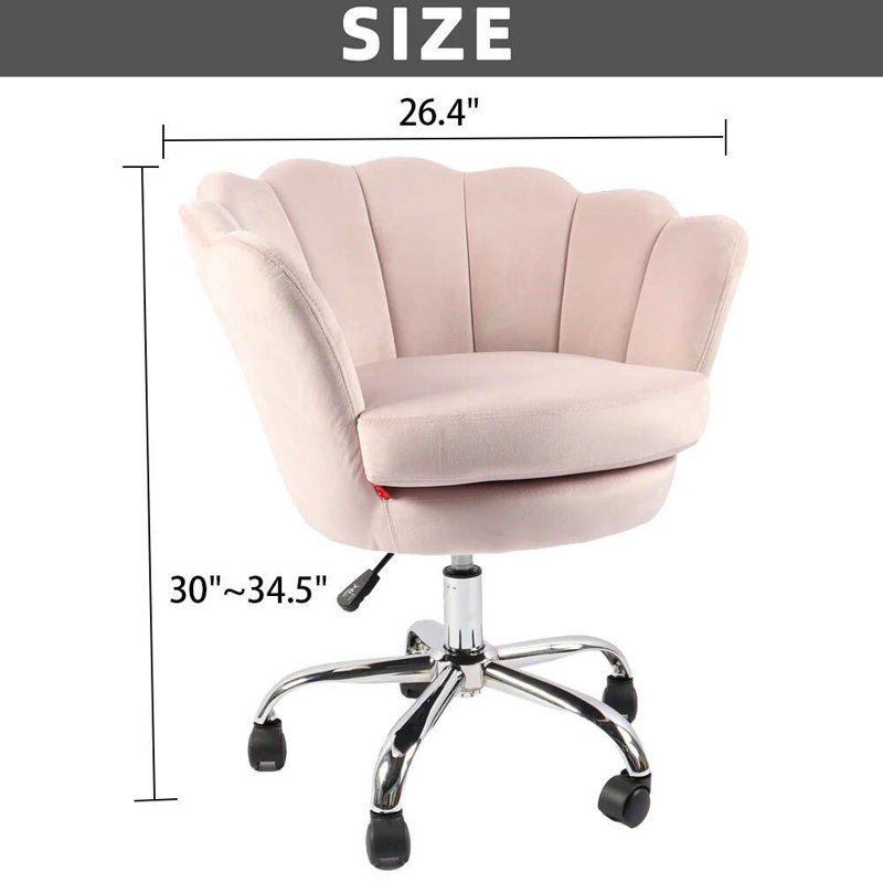 Chaise de travail en velours Dawna, Rose