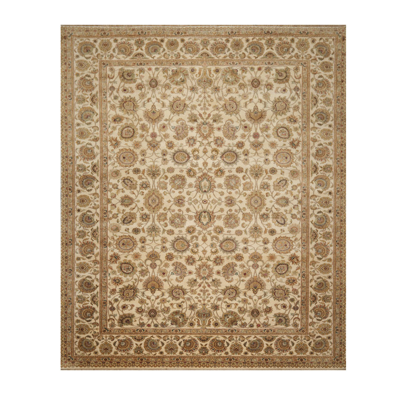 Tapis en laine noué la agra beige 8 pi x 11 po one-of-kind main Talala