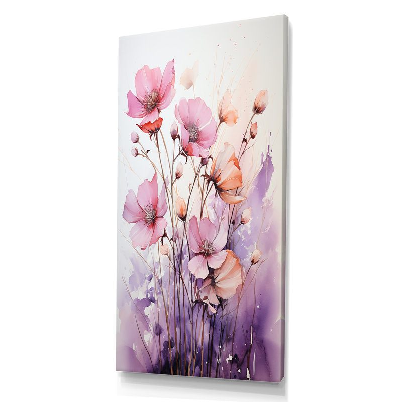 Corail coquelicot Meadows II - coquelicots, art mural, Toile tendue, H 60 po x l 28 po x P 1,5 po