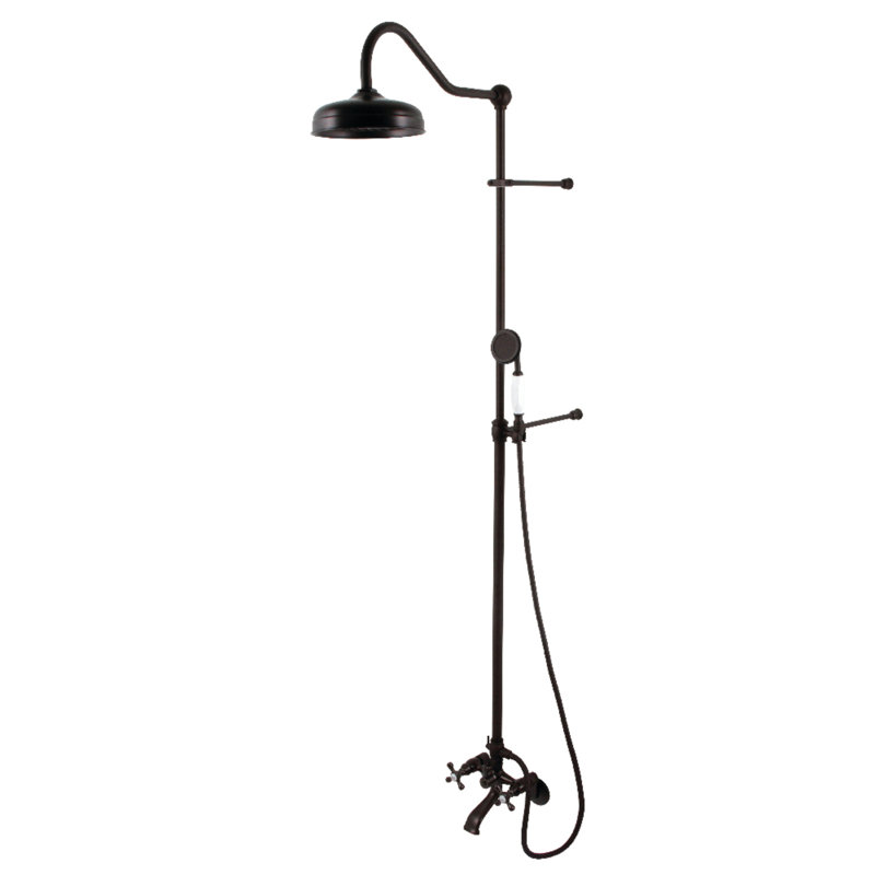 Kingston Brass Vintage Two-Handle 2-Hole Wall Mount Clawfoot Tub Faucet Package with Shower Combo and Hand Shower