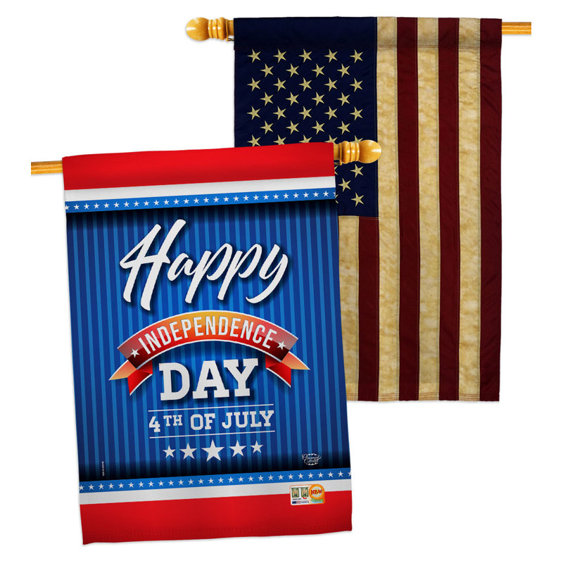 Drapeau de maison 28 x 40 po en polyester 4 faces 4 juillet