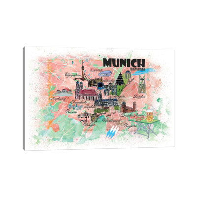 Munich, Munich, carte illustrée par Markus et Martina Bleichner, reproduction d'art sur toile tendue