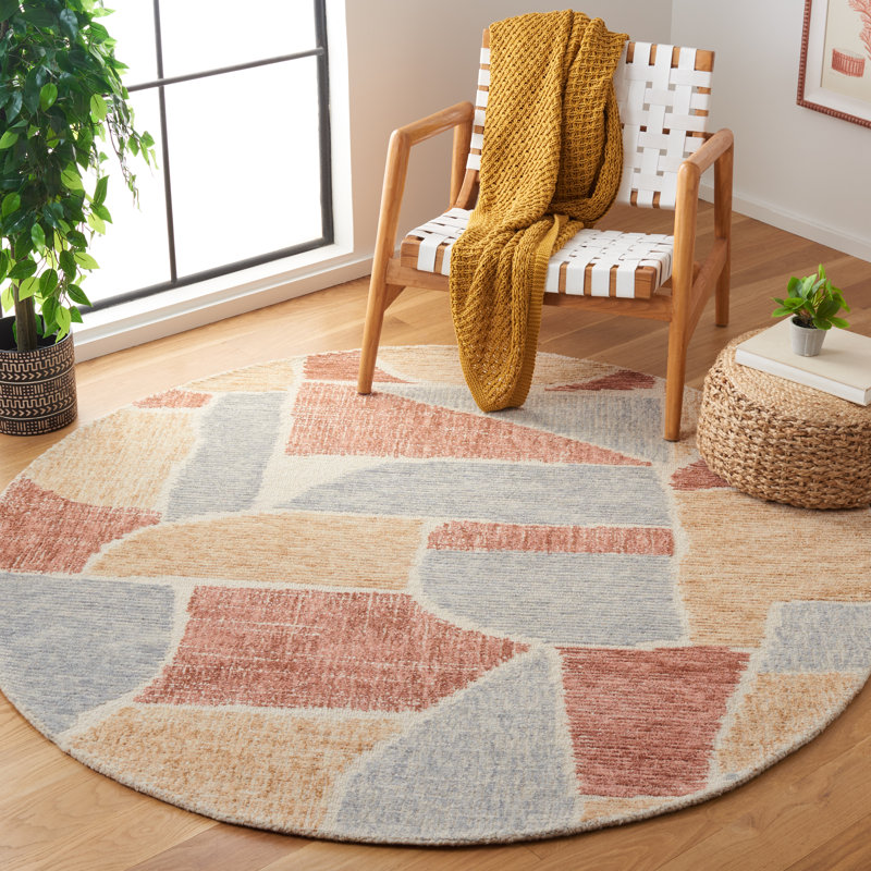 Itzel Hand Tufted Geometric Area Rug , Round 6'