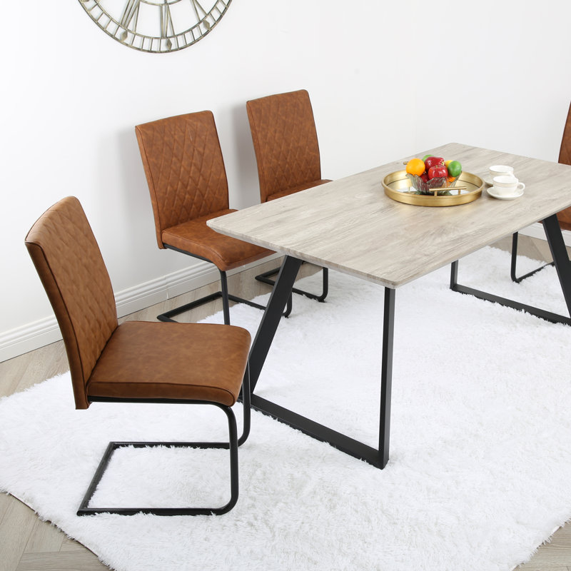 Asfand Industrial Dining Chair, Tan