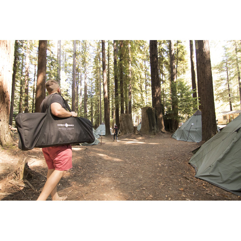 Black Steel Double Camping Cot with Storage Organizers