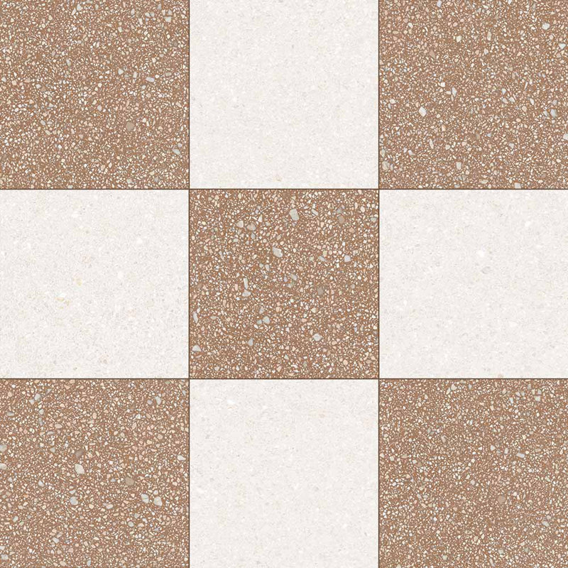 Lithos 12X12 Checkerboard Blanco And Siena, Blanco/Siena