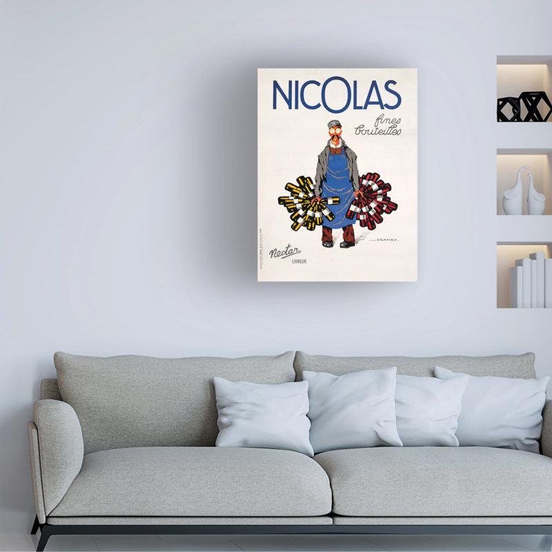 Art sur toile de Jules Isnard, Nectar Dransy, Nicolas Fine Wines, C.1930, H 19 po x l 14 po