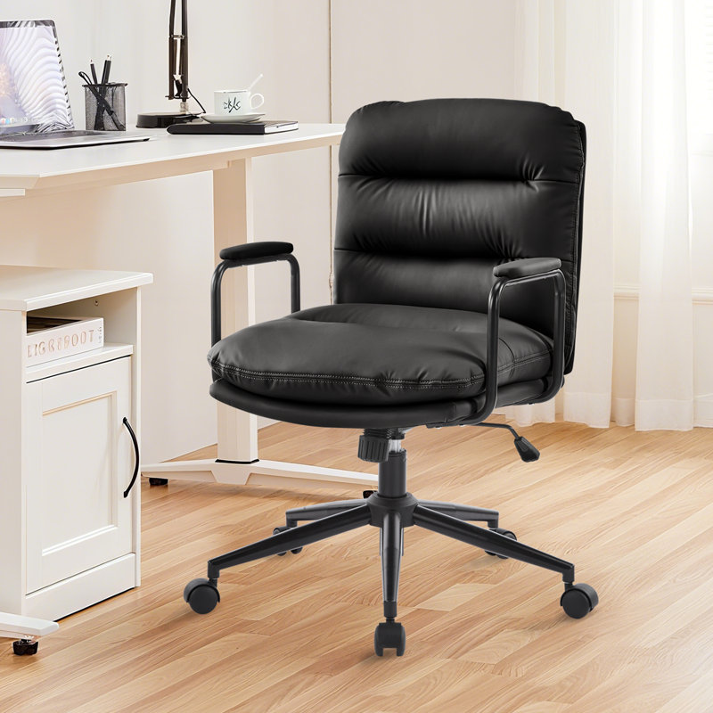 Ergonomic Office Chair 2-Layers Cushioned Faux Cat Paw Leather Armrest Adjustable Height 360° Swivel Home Office Desk Chair 