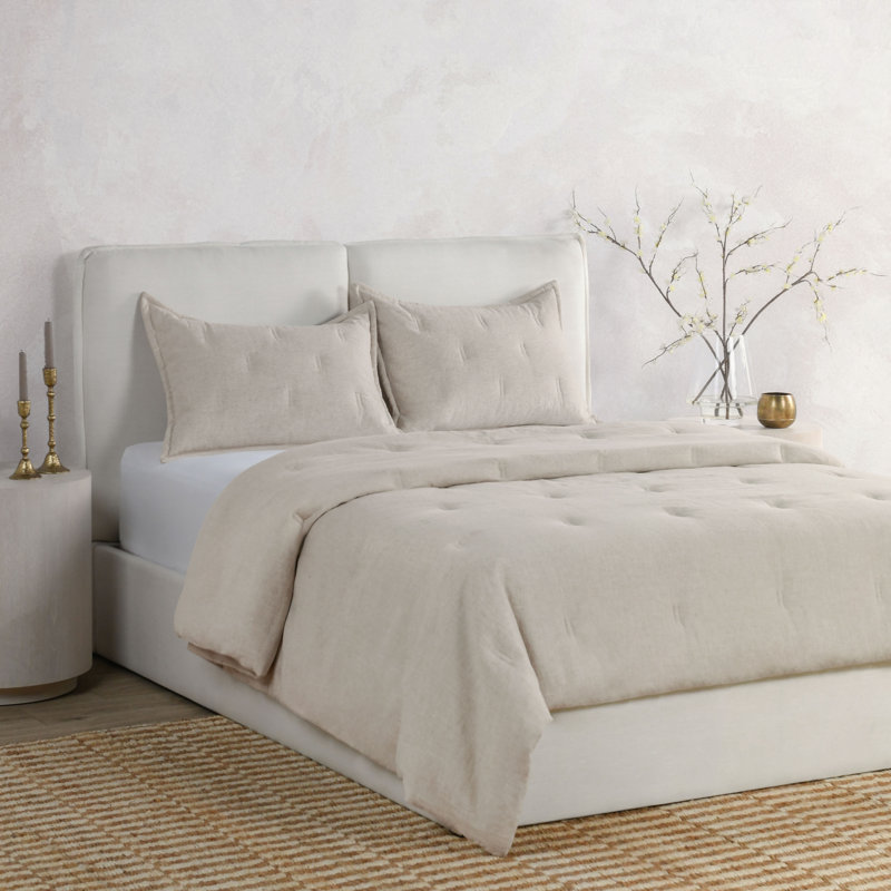 Talia Linen Comforter Set, Natural, King