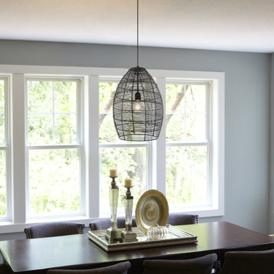 12.25"W Atmore Metal Woven Cone-Shaped Pendant Light - Beachcrest Home