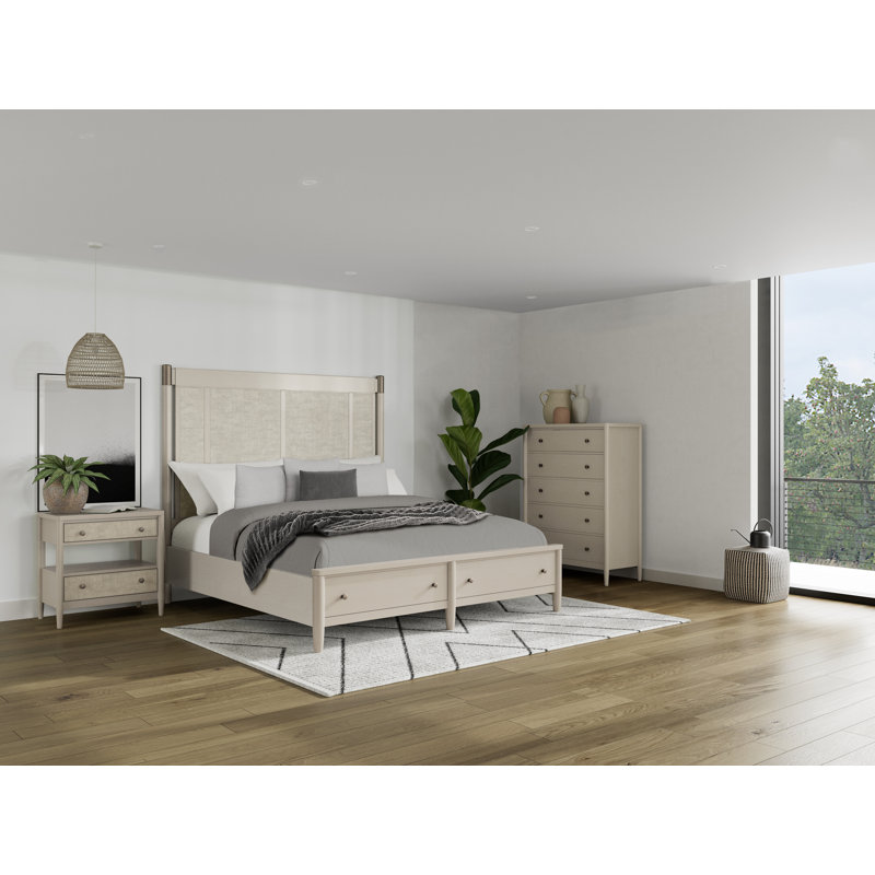 Ensemble de base de lit avec commode et table de chevet Shannen, Grand