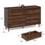 Commode double l 54 po avec 6 tiroirs, rangement de tiroir moderne en noyer-1261187444