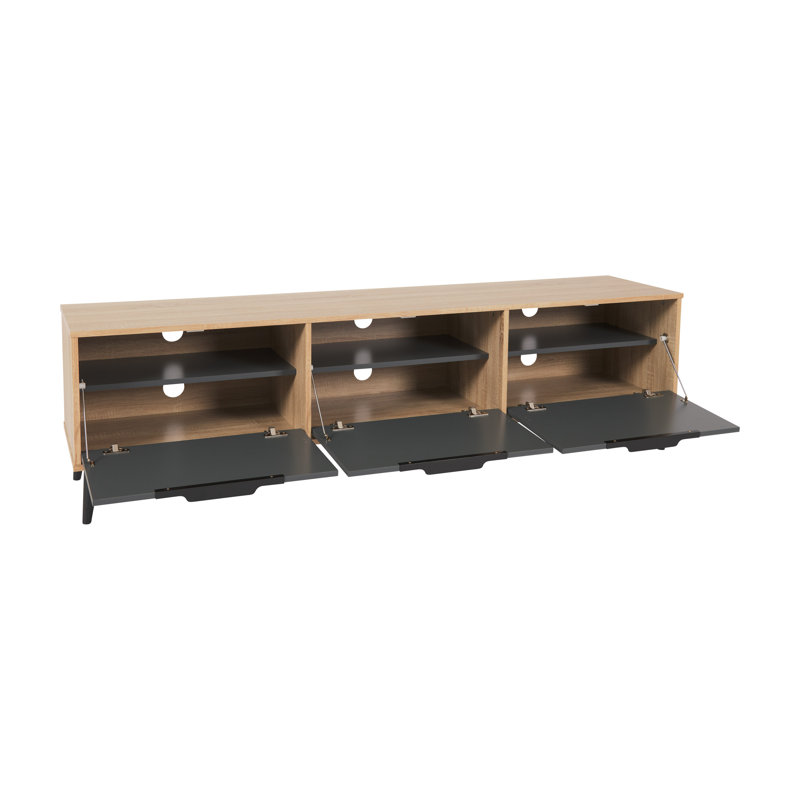 Meuble télé avec rangement pour les téléviseurs de 85 po ou moins, Beige / gris