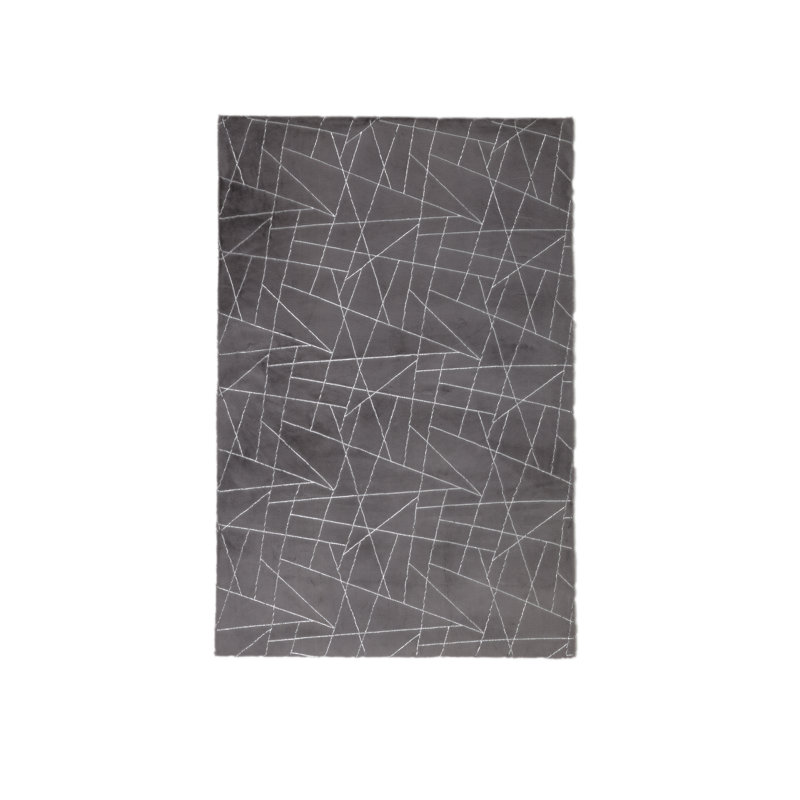 Faux Fur Geometric Indoor Rug, Rectangle 5' x 7'6"