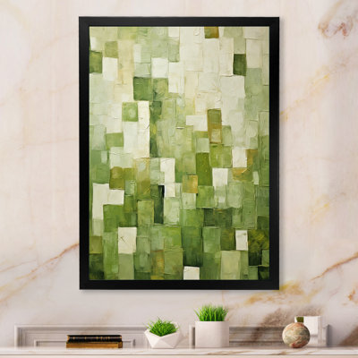 «Abstract Green Tiles Incubism», art mural abstrait
