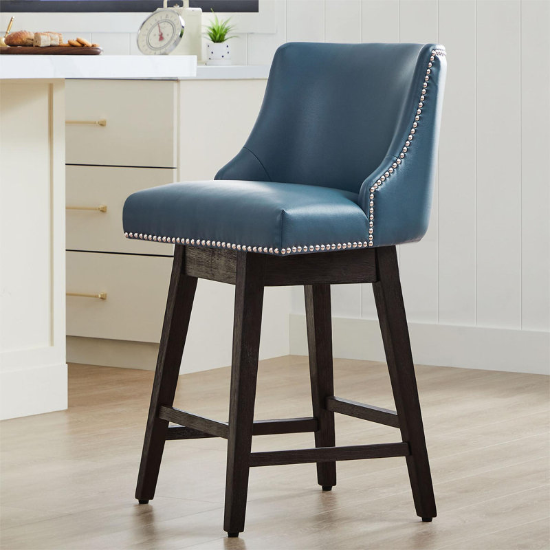Tabouret de comptoir pivotant 26 po Shurma, Bleu, H 36 po x l 19,7 po x P 22 po
