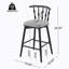 Tabouret de bar d'intérieur en bois, finition noire avec revêtement gris, ensemble de 2-2145097322