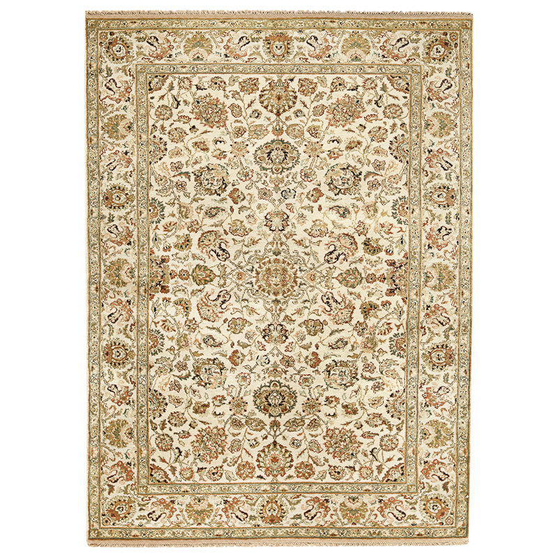 Hand Knotted Wool Area Rug in Gold And Rust