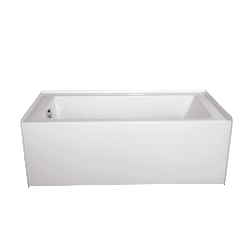Sydney 72'' x 32'' Whirlpool Acrylic Bathtub, Almond, Right, Polished Chrome