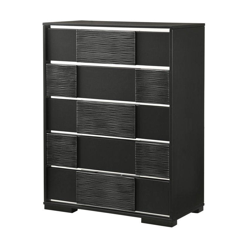 Commode noire à 5 tiroirs Galja