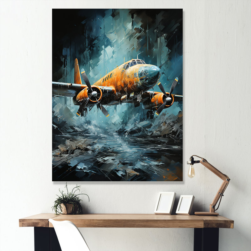 Reconnaissance aérienne d'un avion militaire sur toile, H 32 po x l 16 po x P 1 po, Toile tendue