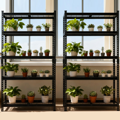 Heavy-duty 2 5 Storage Shelves With Adjustable Shelves, Assembly, For Garage And Warehouse, Black, 36 Inches Depth, 18 Width, 72 Height, 2250 Lb Total Capacity Steel Shelf Garage, Rust-, 450 Per