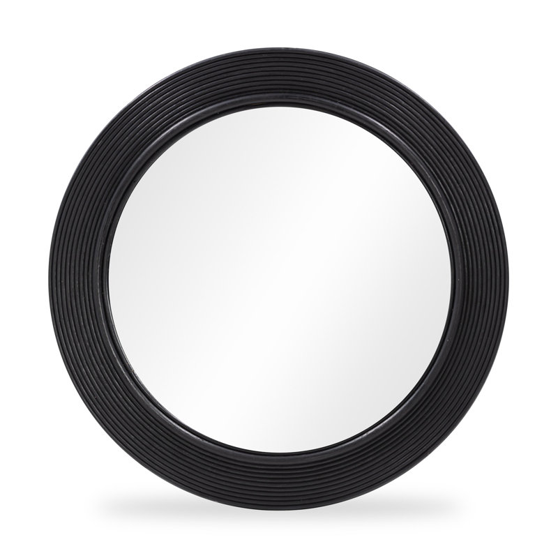 Tanya Rattan Round Wall Mirror, Black