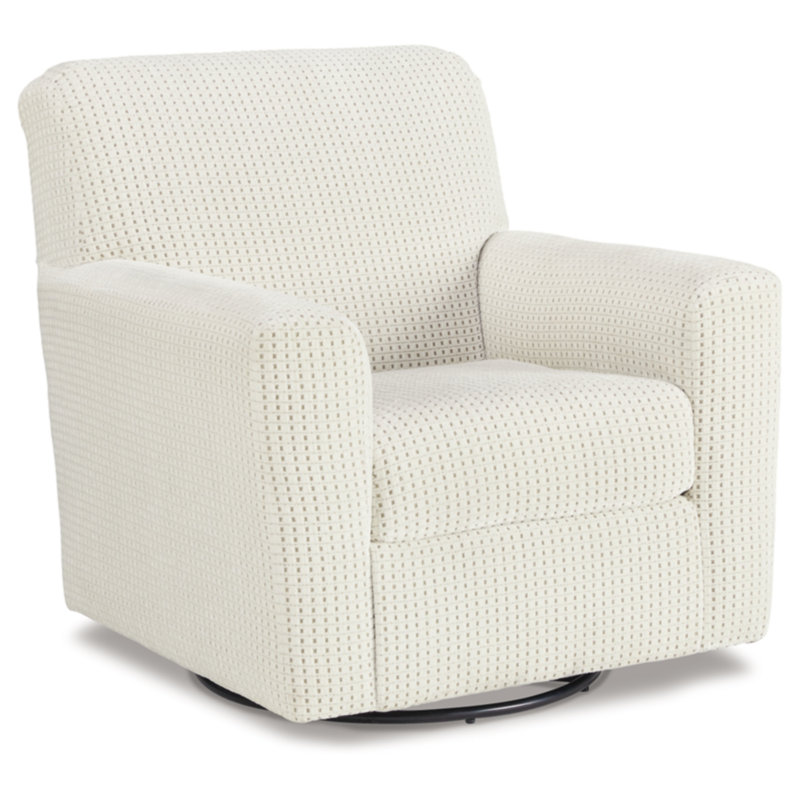 Upholstered Swivel Armchair, White Polyester