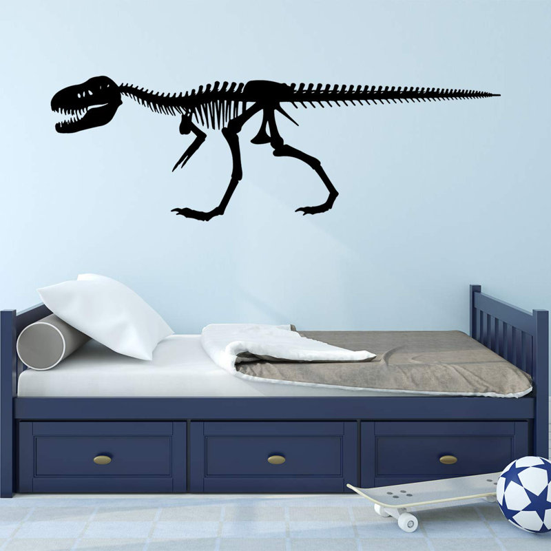 Adhésif décoratif squelette de dinosaure Alvie, H 14,5 po x l 40 po x P 0,01 po, Noir