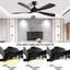 Ventilateur de plafond intelligent noir mat de 45 pouces avec moteur à courant continu Alexa