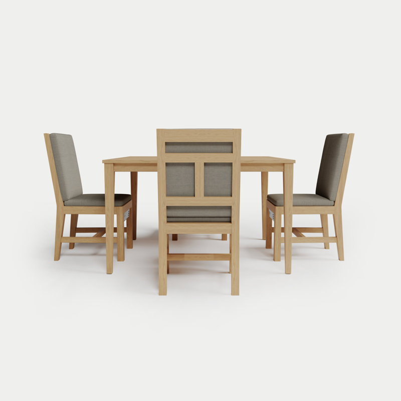 Solerno Heated Square Dining Set — Table + 4 Armless Chairs — Dove, Dove