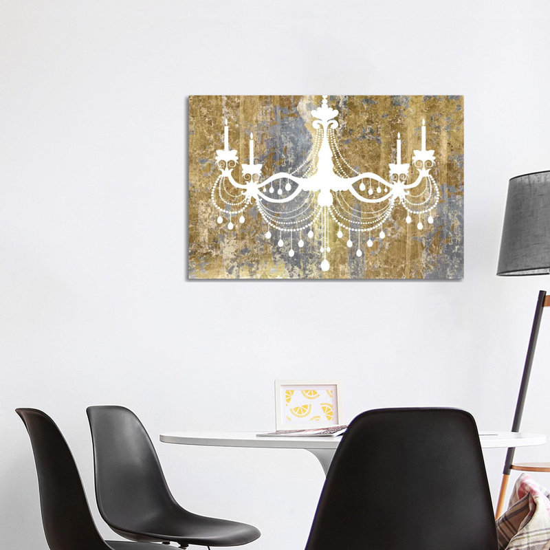 Gilded Chandelier by Wild Apple Portfolio - Wrapped Canvas Painting, 101.6 cm H x 66.04 cm W, Black Floater Framed