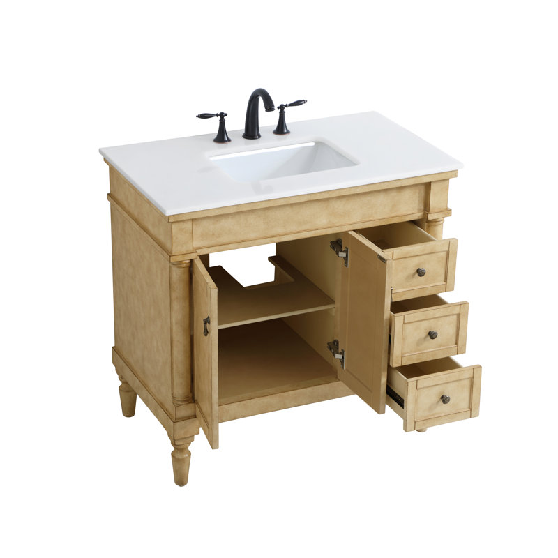 Ensemble de meuble-lavabo simple 36 po Lexington, Bronze antique, Blanc Ivoire