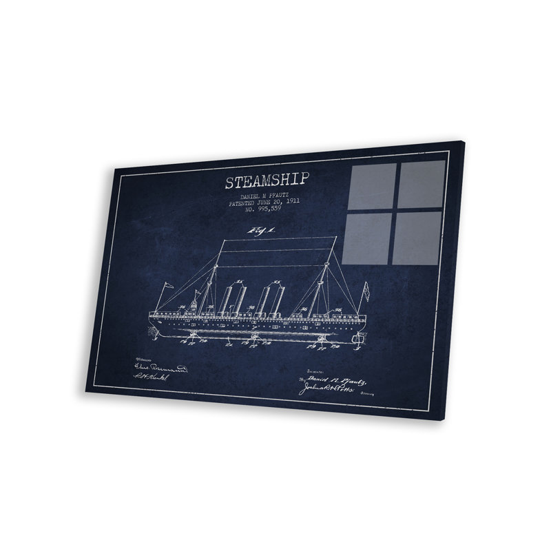 Plan de brevet bleu marine Steamhip par Aged Pixel