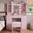 Durnan Vanity & Stool ,LED Lights And Power Outlet, Bedroom Makeup Vanity Table With 2 Glass Storage Cabinet And 7 Drawers-1264820924