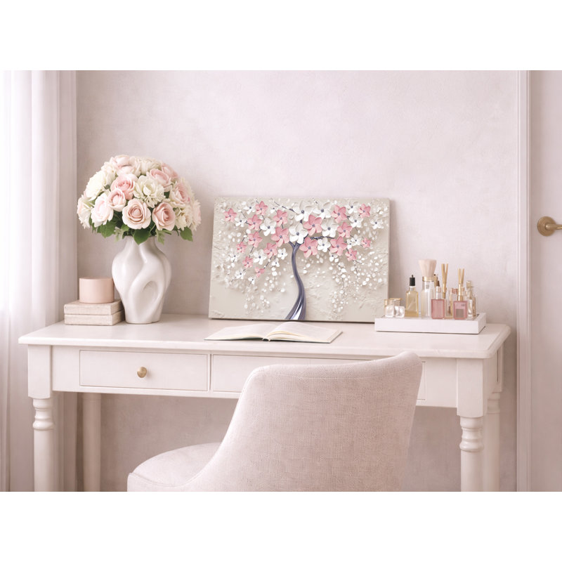 «Blush» et «Ivory Blossoms Tree» - art mural élégant sur toile, H 12 po x l 16 po x P 1 po