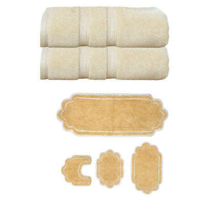 Ensemble de serviettes de bain 2 pièces et de tapis de bain 4 pièces Talbert Collection, 100% coton doux (ensemble de 6)